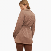 Taupe Suede Shacket with Belt