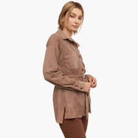 Taupe Suede Shacket with Belt