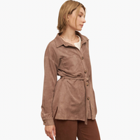 Taupe Suede Shacket with Belt