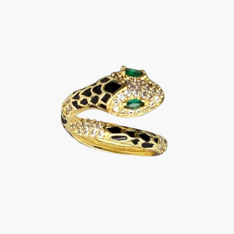 Golden Enamel Snake Ring