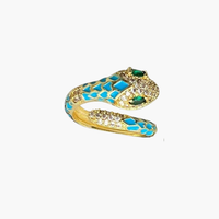 Golden Enamel Snake Ring