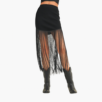 Black Knit Fringe Skirt
