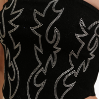 Black Embroidery Design Crop Top
