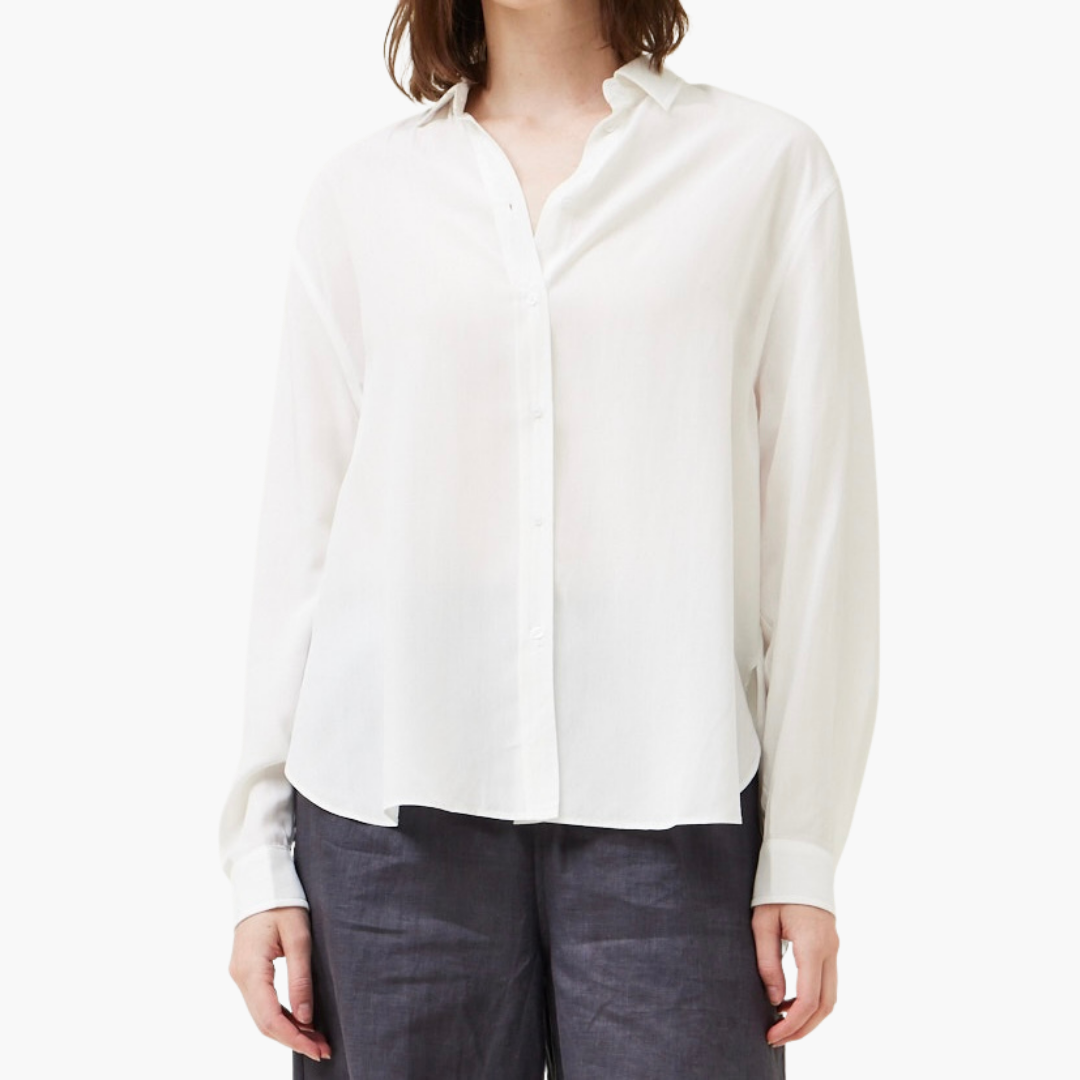 Off White Oversized Solid Button Down Blouse