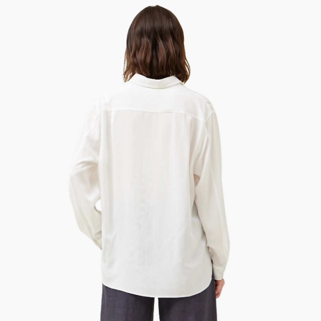Off White Oversized Solid Button Down Blouse