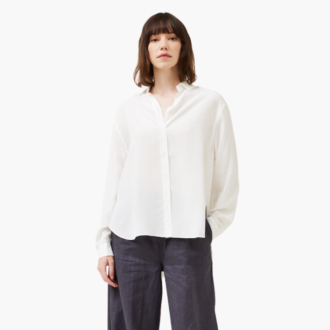 Off White Oversized Solid Button Down Blouse