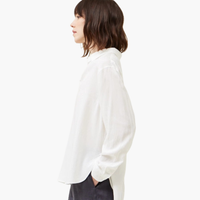 Off White Oversized Solid Button Down Blouse