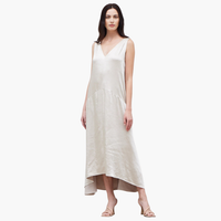 Champagne V-Neck Satin Dress