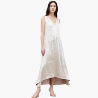 Champagne V-Neck Satin Dress