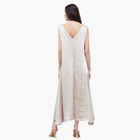 Champagne V-Neck Satin Dress