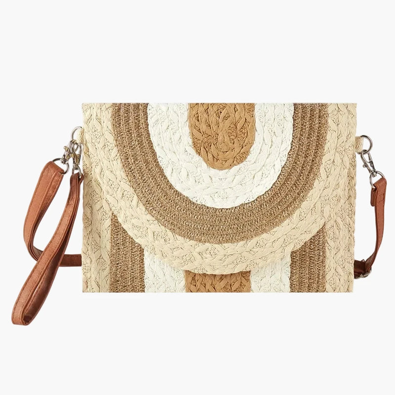 Metallic Lined Multi Color Straw Clutch/Crossbody Bag