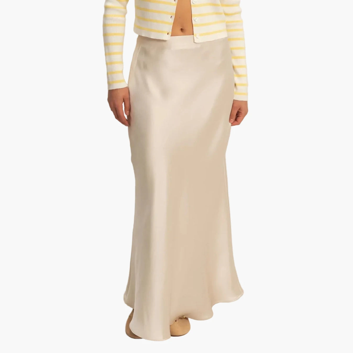 Cream Satin Maxi Skirt