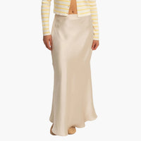 Cream Satin Maxi Skirt