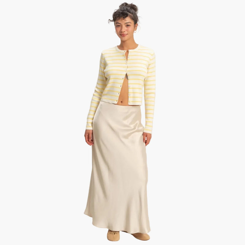 Cream Satin Maxi Skirt