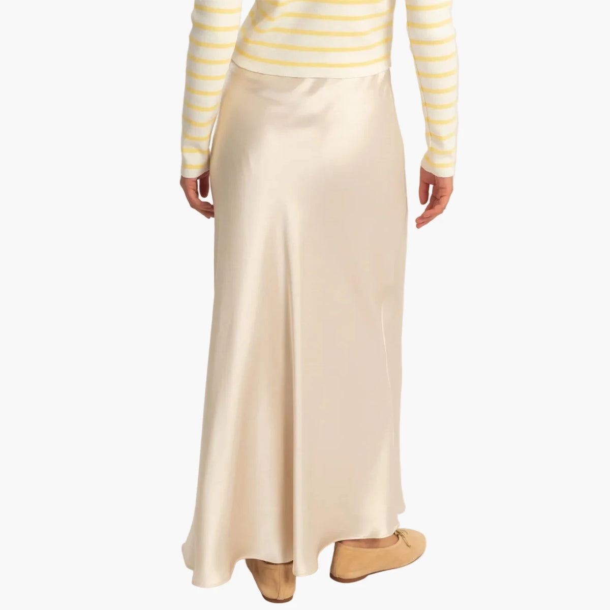 Cream Satin Maxi Skirt