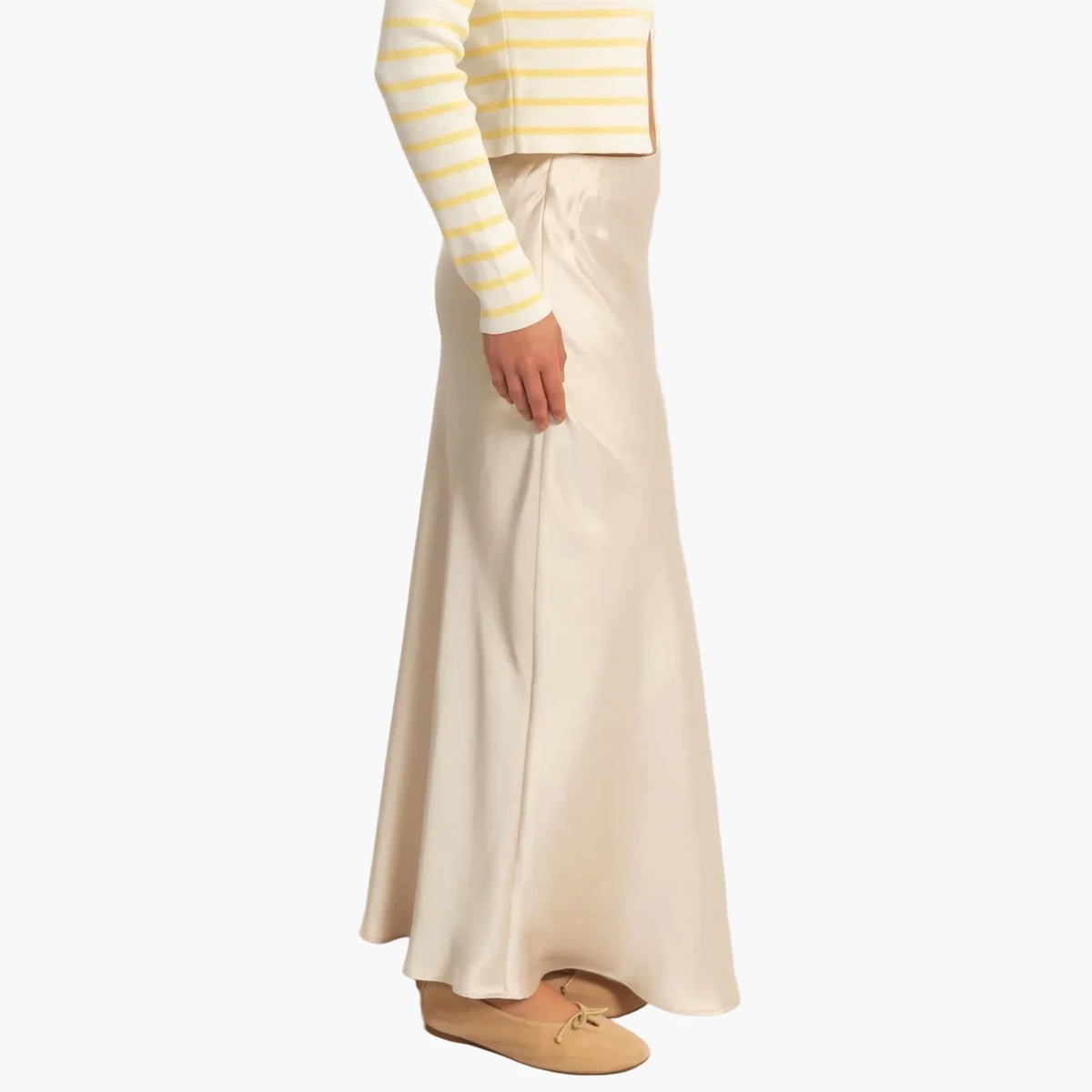Cream Satin Maxi Skirt