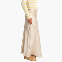 Cream Satin Maxi Skirt
