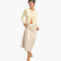 Cream Satin Maxi Skirt