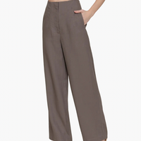 High Waist Pintuck Detail Straight Linen Pants