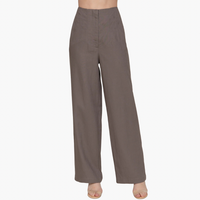 High Waist Pintuck Detail Straight Linen Pants