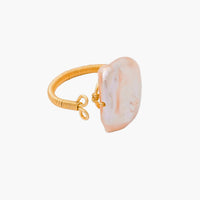 24K Gold Filled Baroque Freshwater Pearl Solitaire Ring