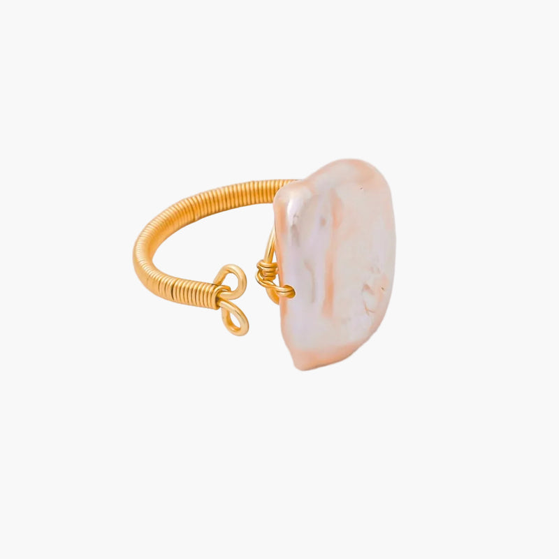 24K Gold Filled Baroque Freshwater Pearl Solitaire Ring