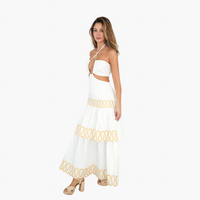 Cut-Out Halter Maxi Dress with Embroidery