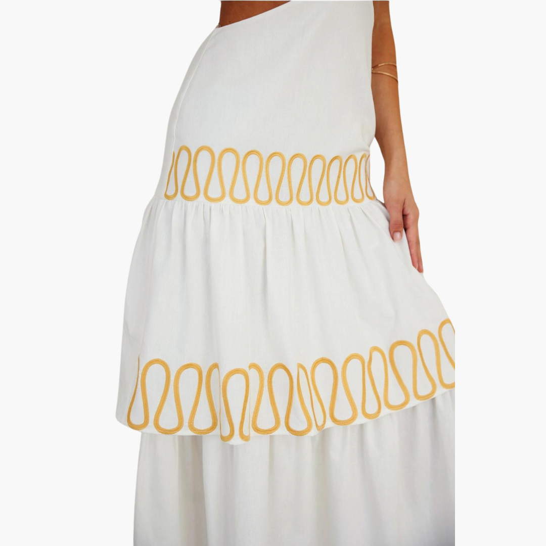 Cut-Out Halter Maxi Dress with Embroidery