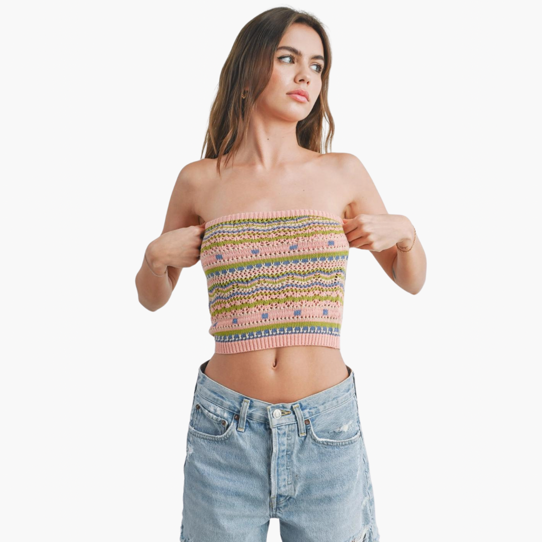 Striped & Geo Pattern Tube Top