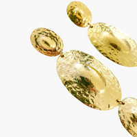 Oval Disc Statement Gold Earrings