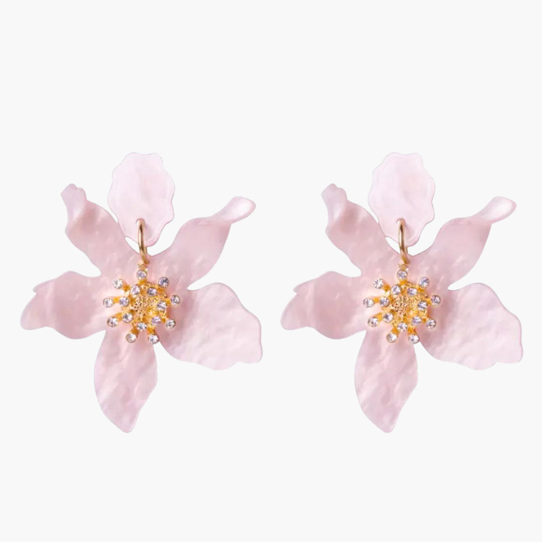 Romantic Pink Statement Flower Earrings