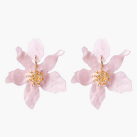 Romantic Pink Statement Flower Earrings