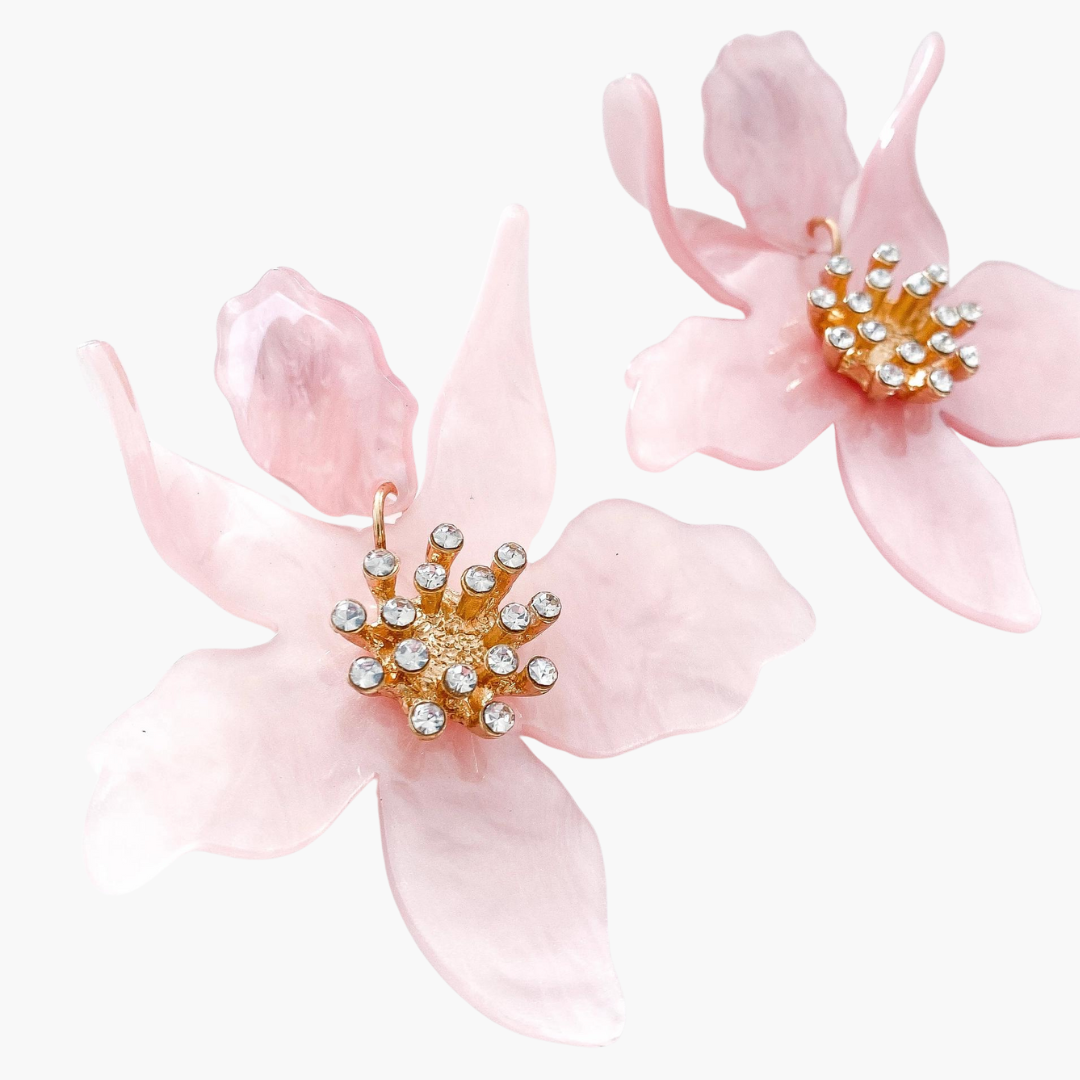 Romantic Pink Statement Flower Earrings