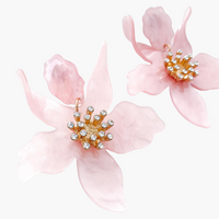 Romantic Pink Statement Flower Earrings