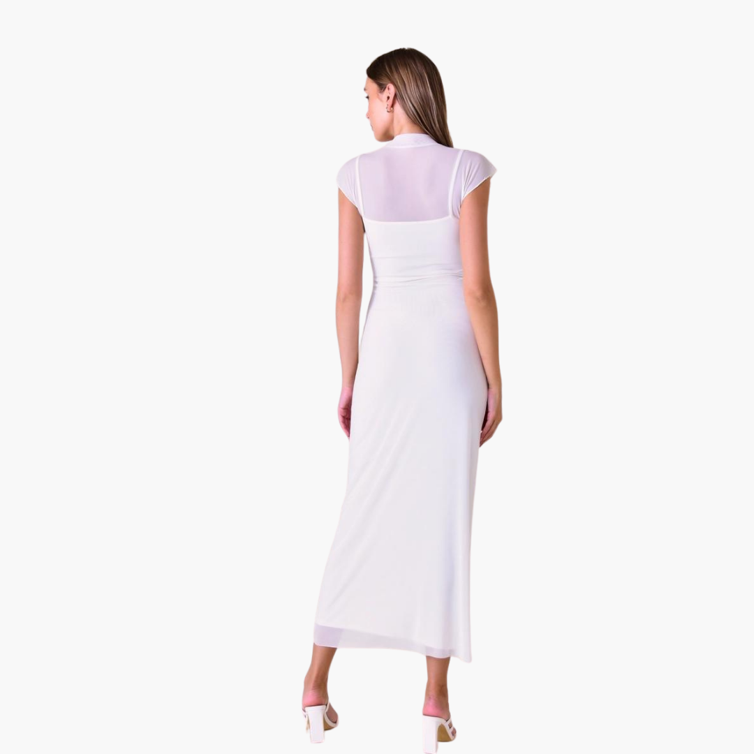 Chic Minimalist Cap Sleeve Maxi Dress