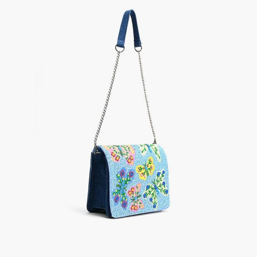 Azure Butterfly Ballet Shoulder Bag