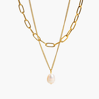 Percy Layered Chain Pearl Necklace