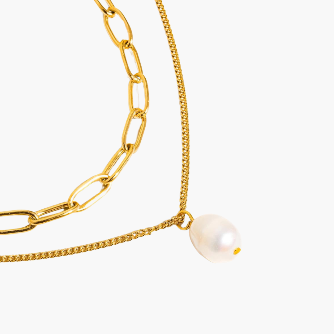 Percy Layered Chain Pearl Necklace