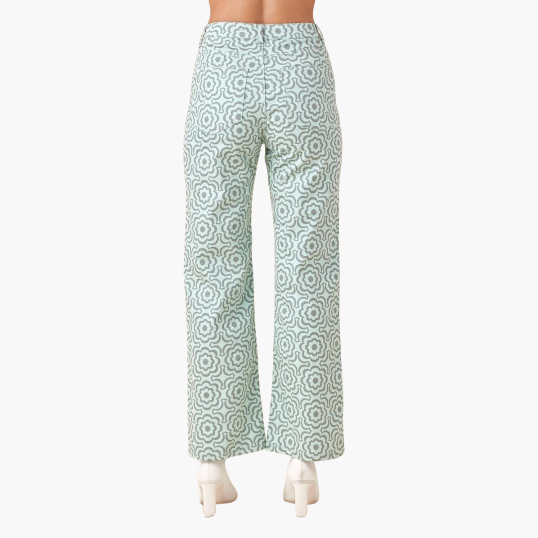 Abstract Flower Print Pants