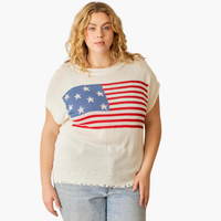 American Flag Sweater Top - Plus