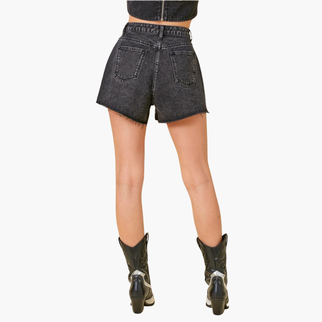 High Waisted Star Denim Shorts