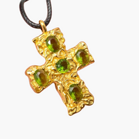 Green Zircon Cross Charm Necklace