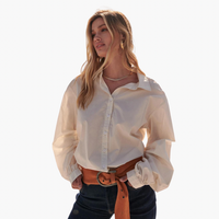 Solid Yoke Back Woven Blouse