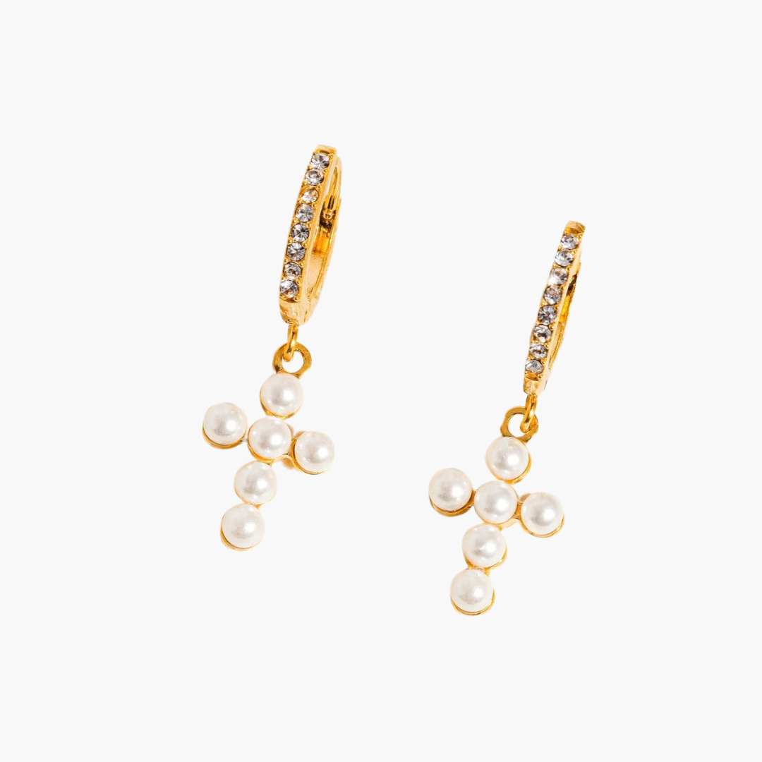 Bella 18K Gold Plated Petite Cross Earring