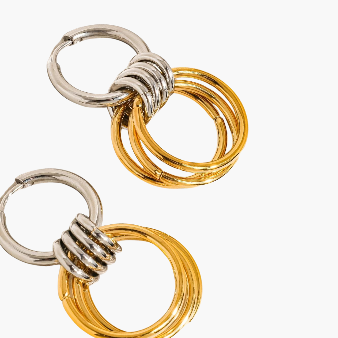 Caster 18K Gold Plated Triple Hoop Earring