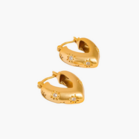 Desi 18K Gold Plated Star Cz Heart Hoop Earring