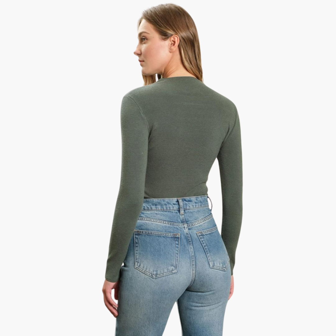 Seamless Mock Neck Knit Pullover