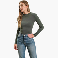 Seamless Mock Neck Knit Pullover