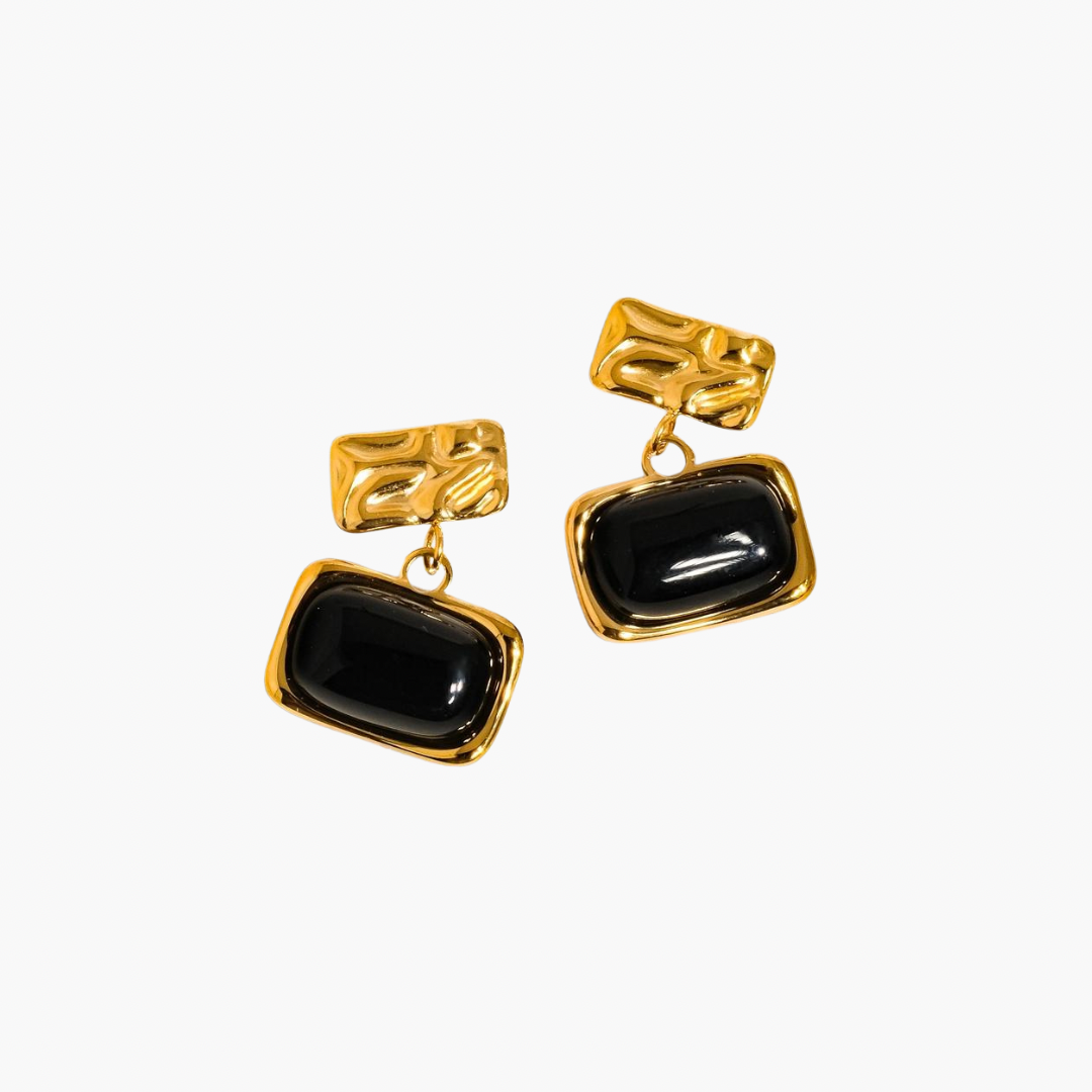 Cuvée 18K Plated Black Square Dangle Earring