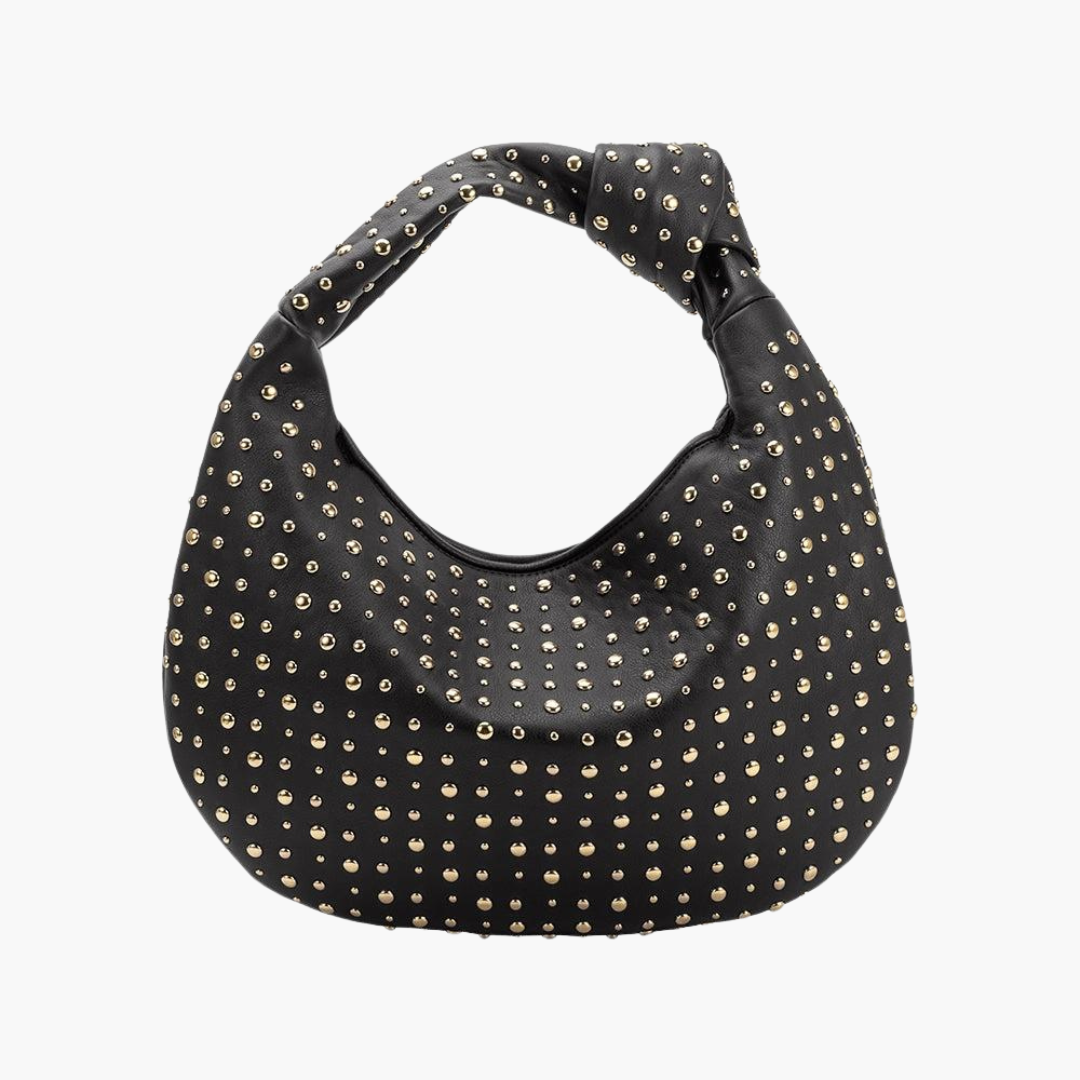 The Brigitte Studded Shoulder Bag by Melie Bianco - Black